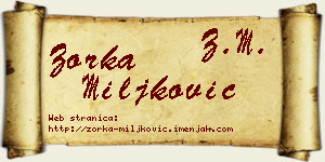 Zorka Miljković vizit kartica